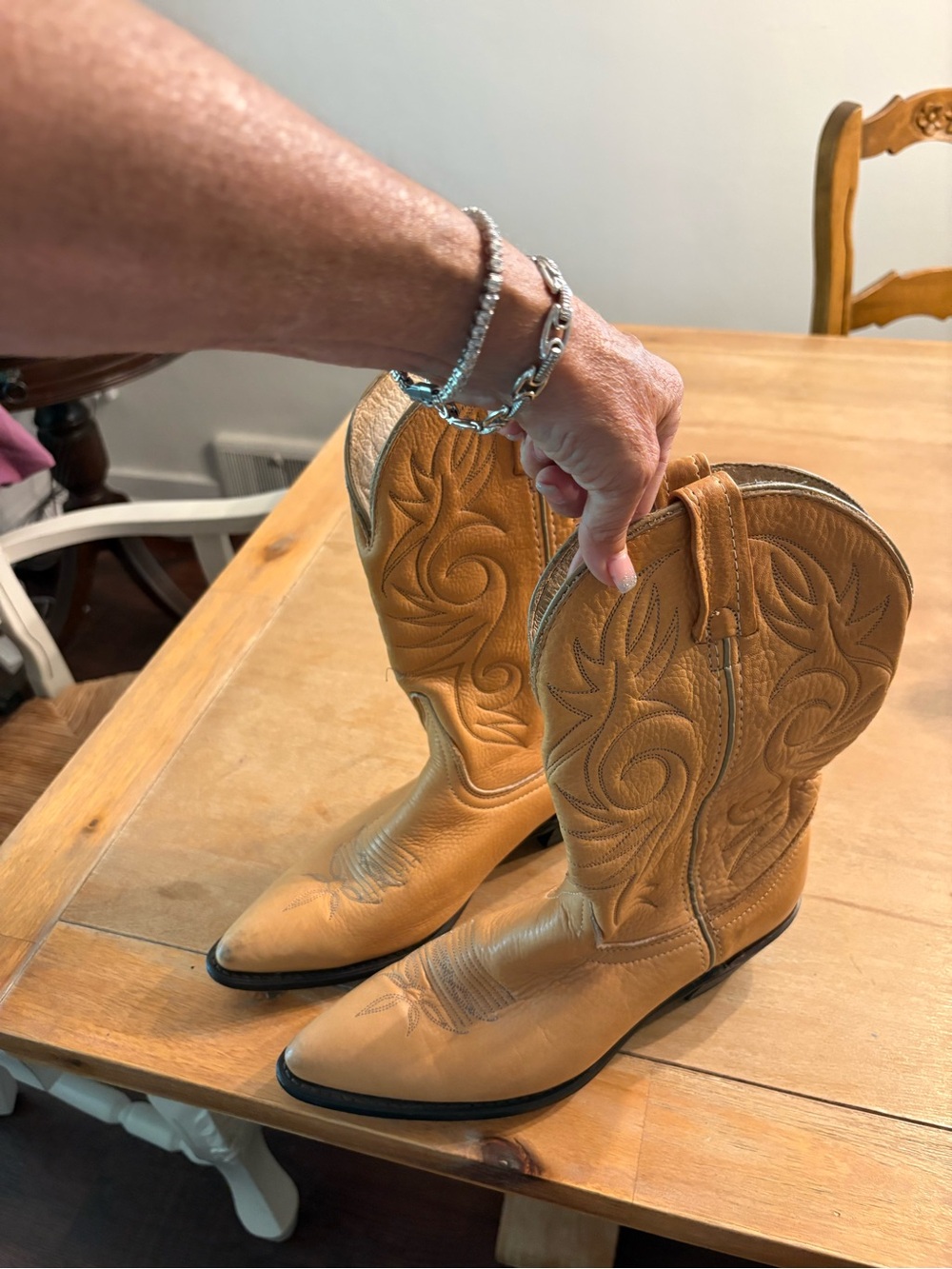 Dan Post Tan Leather Western Heeled Cowboy Boots